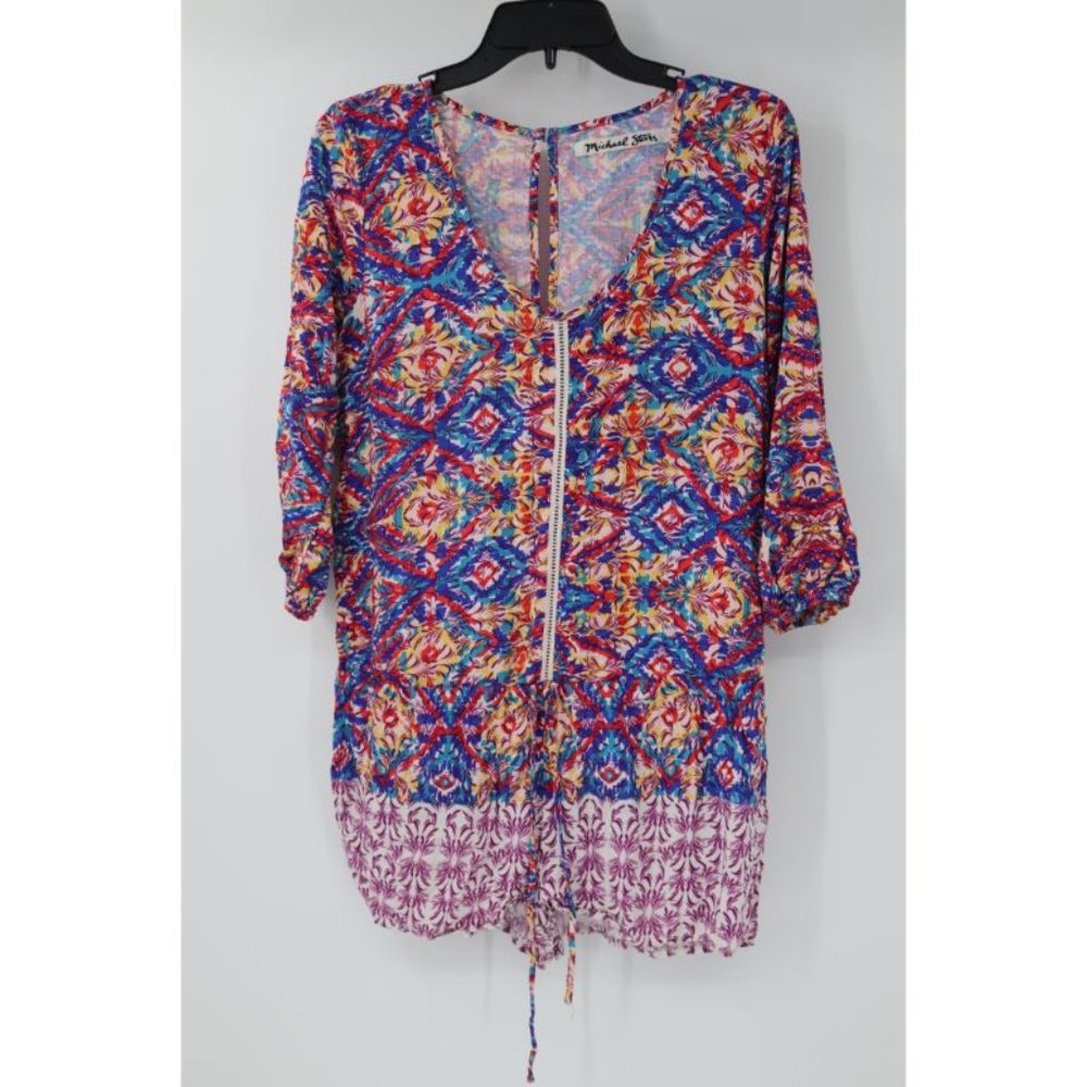 Michael Stars Romper Womens Size XS Talum Bright Border Print 3/4 Sleeve Floral